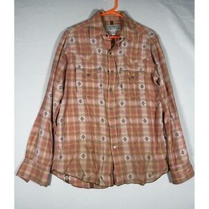 Ryan Michael Pearl Snap Shirt Mens Medium Chile Aztec Western Cowboy Long Sleeve
